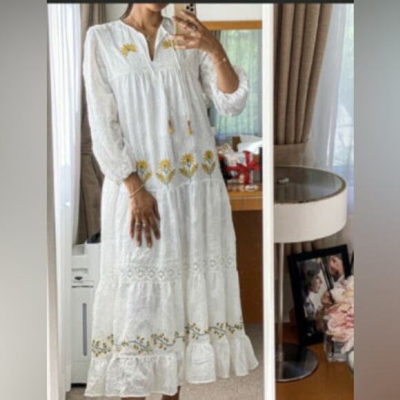 ZARA CROCHET  WHITE EMBROIDERED DRESS MAXI BLOGGERS FAV XXL - Picture 5 of 13